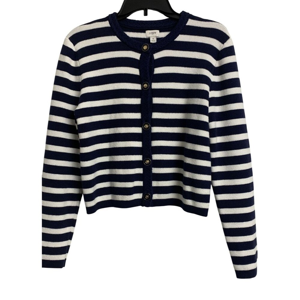J. Crew Navy and White Striped Sweater